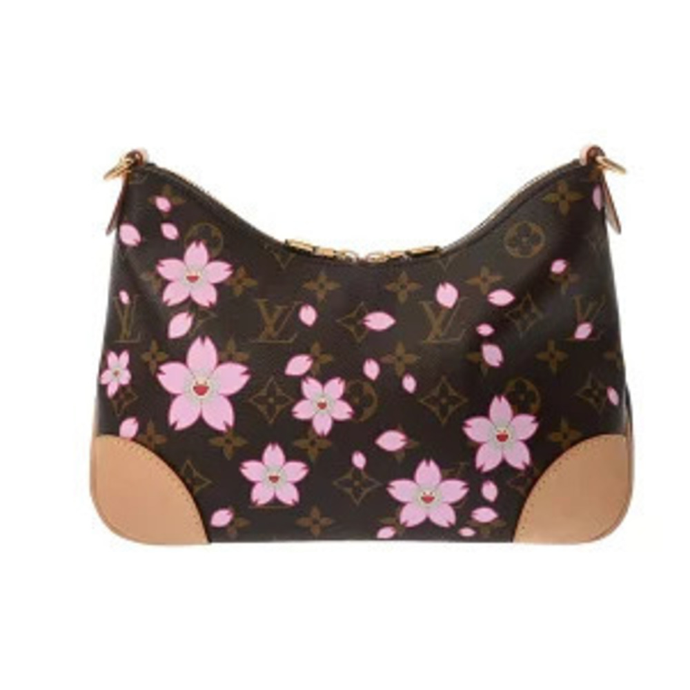 Louis Vuitton Monogram Cherry Blossom LV TM Boulogne Canvas Shoulder Bag Brown